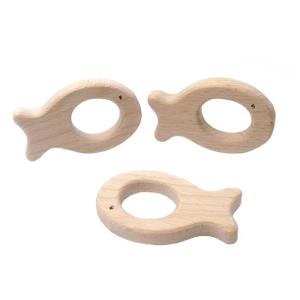 China Beech Handmade 55mm Wooden Teething Toy Natural Wood Teethers Necklace on sale