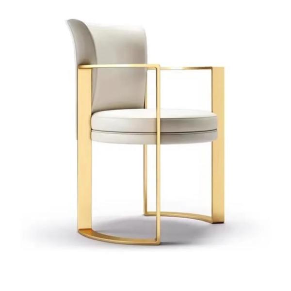 Minimalist Modern Armrest Velvet Leather Metal Dining Chair 65*58*80 cm Customized