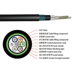 China Outdoor Fiber Cable GYTA53 24 Cores SM G652D Armored Aluminum Double Sheath for Direct Burried on sale