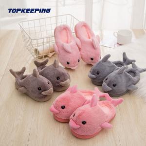 Cartoon Animal Womens Furry Slippers With PVC Sole