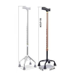 China Stable Quad Base Brown Aluminum Walking Cane  High Stability on sale