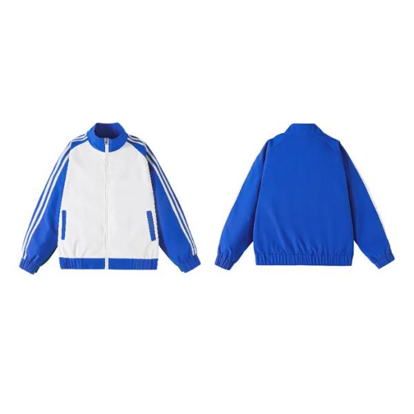 Fall jacket baseball uniform top tooling custom printed word three bars large size casual loose trench coat