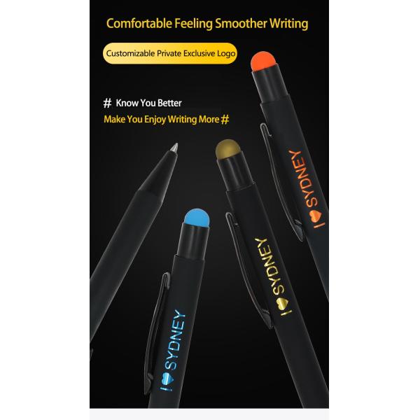 Wholesale Custom Logo Metal Touch Screen Ball Pen Soft Rubber Colorful Stylus Pen