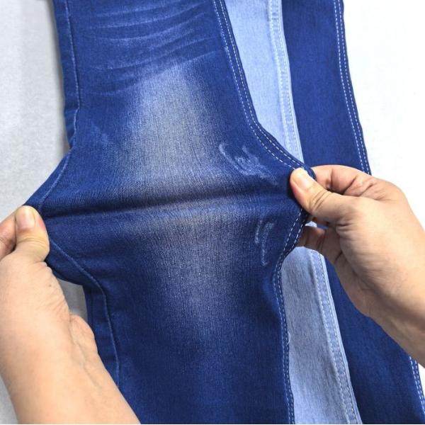 148-150cm Summer Sky Blue Satin Stretch Denim Fabric Cotton 70% Polyester 28% Spandex 2%