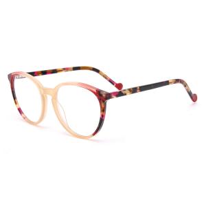 Round Lamination Acetate Frame Glasses Eyeglasses Ladies Optical No Smear