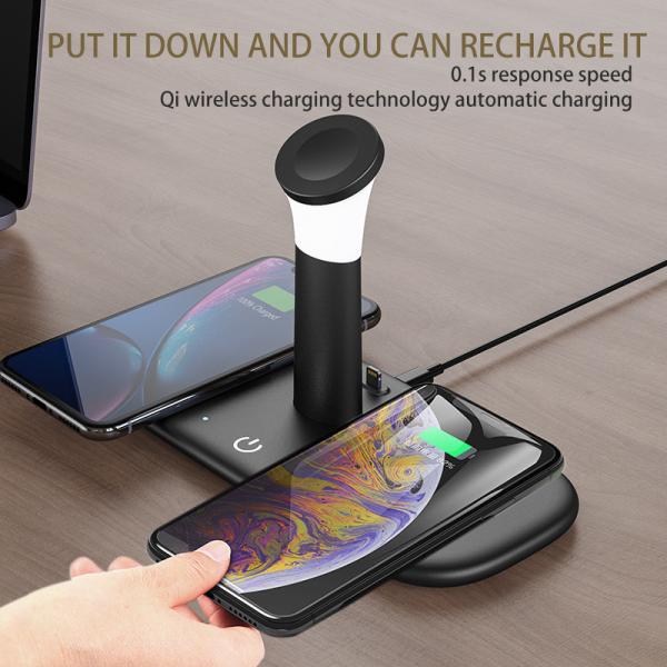 5W 7.5W 10W 15W 5 In 1 Wireless Charging Station With Night Light