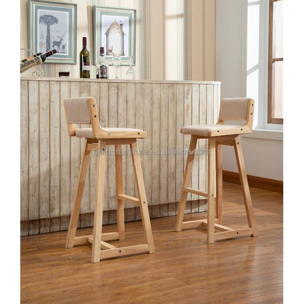 Natural Color Detachable Vintage Upholstered Solid Wood Bar Stool for Pub