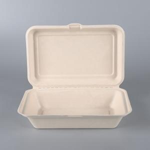 9 inches disposable rectangular Sugarcane/Bagasse fiber paper clamshell food