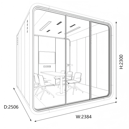 Steel Structure Coworking Pods Grey Meeting Room Pod Durable