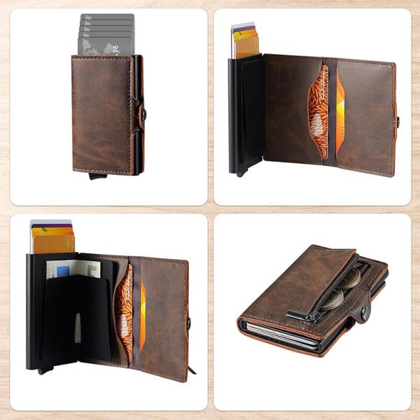 10cm*6.6CM*1.5CM Mens Wallet Carbon Fiber RFID Blocking Bifold with ID Window OEM/ODM