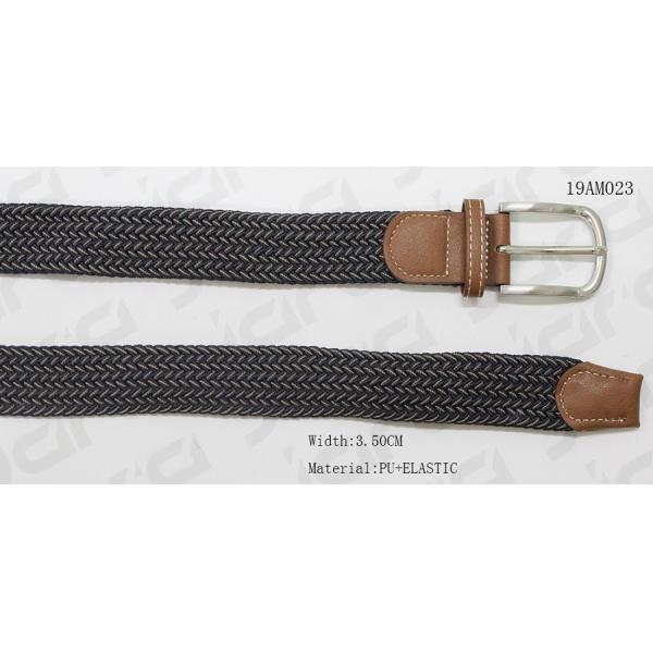 Buy Nickel Satin Buckle Mens Elastic Belt With Tan PU Part at wholesale prices