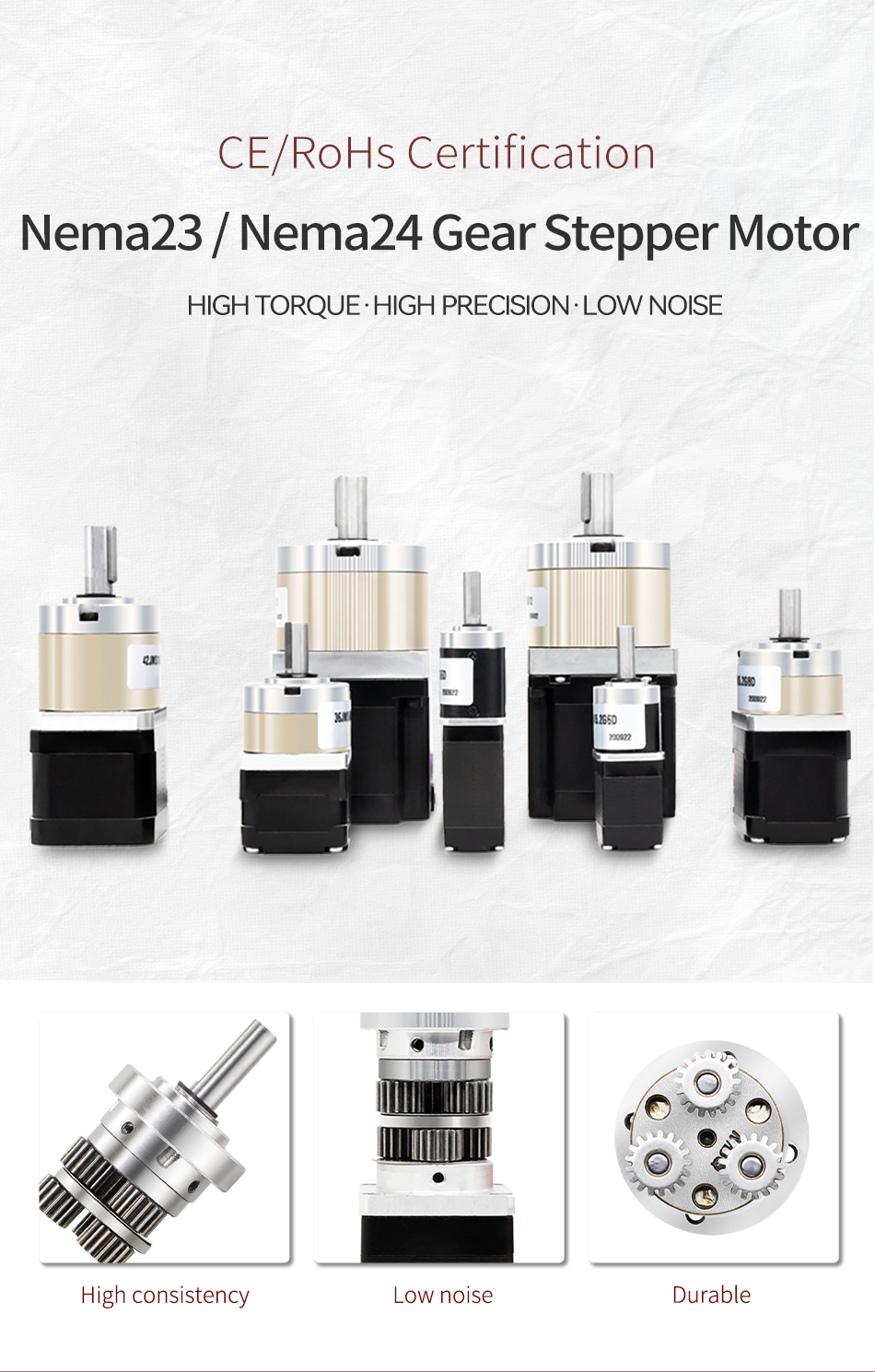 High Torque Nema 23/24 Planetary Geared Motor for Solar Power Sliding Gate Operation