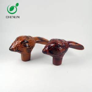 Carving Cat Wooden Umbrella Handle No Burrs SGS Certificated