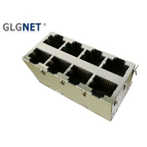 Magnetic RJ45 Connector 2 x 4 RJ45 Multiple Port Connectors Through Hole