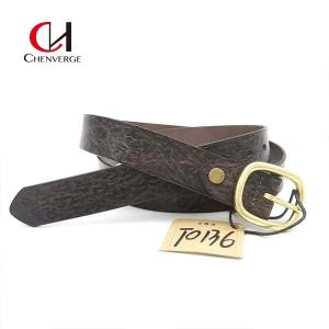 Cowhide Crocodile Embossed Leather Belt