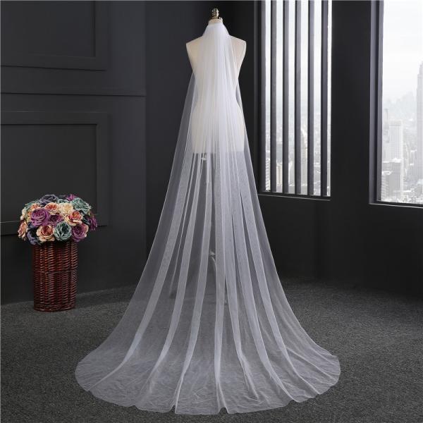 Customized Wholesale 3 Meters Long Tulle A Top Vantage Bridal Wedding Dress Veil With Hair Comb