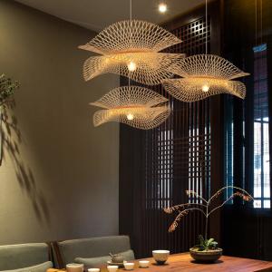 China Modern Black Wood E27 Bulb Bamboo Pendant Light Norbic Home Deco Bamboo Weaving Light（WH-WP-24) on sale