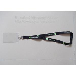 Small wholesale custom polyester neck ribbon with plastic badge pouch,