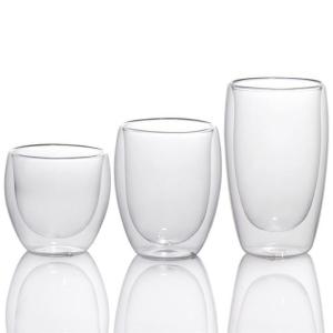 250ml Espresso Glassware Etched Stemless Wine Glasses Double Wall