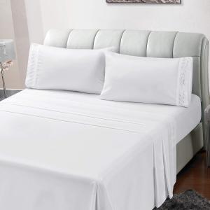 Solid Soft Brushed Microfiber Luxury Embroidery Sheet Set 3/4pcs Customized