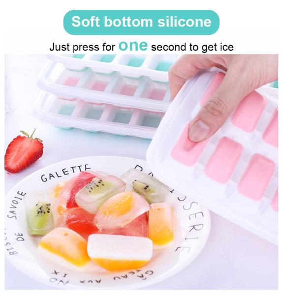 18 Cavity Eco-Friendly Silicone Ice Cube Tray Mold with Removable Lid Durable Material