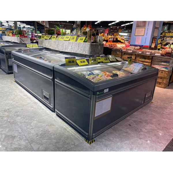 Buy Refrigerated Showcase Commercial Cooler Frozen Food Display Freezer With Top Glass Window at wholesale prices