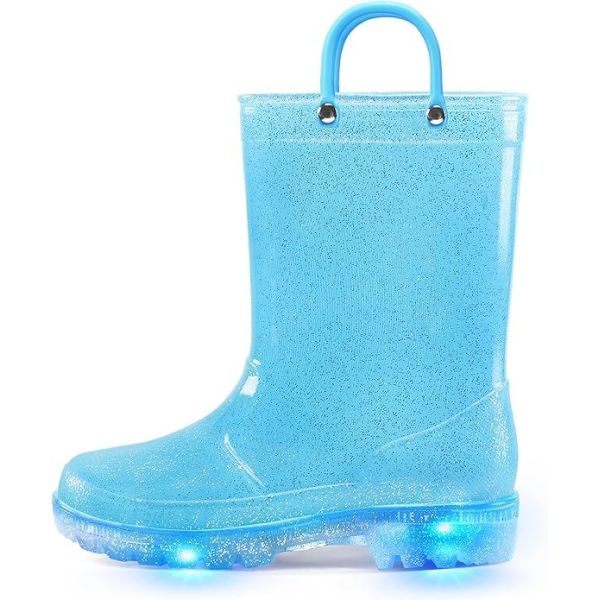 Functional Pvc Light Up Kids Rain Boots With Handles OEM Logo Size