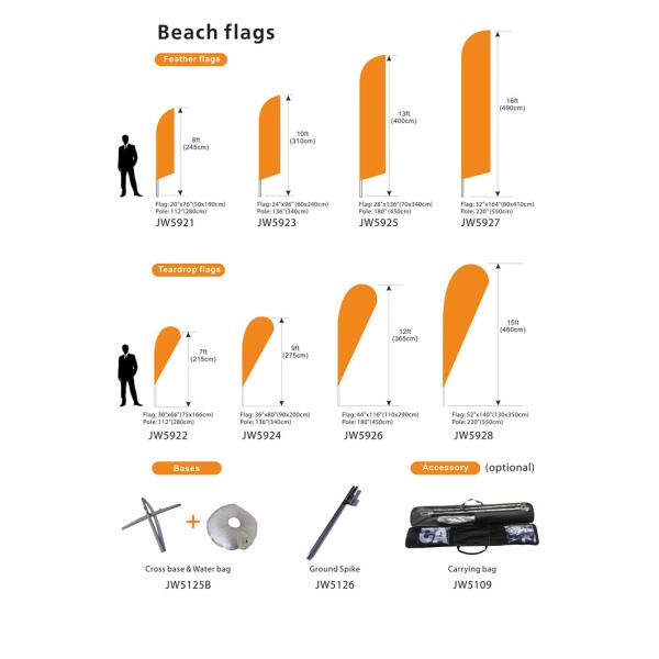 promotional Clear Printing Teardrop Beach Flag 110*390cm Easy install