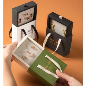 Customized Logo Recycled Luxury Jewelry Gift Drawer Packaging Paper Bag with