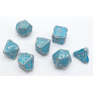 Quality Hand Made Blue Mini Polyhedral Dice Lightweight Metal Material for sale