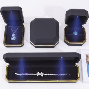OEM ODM hign end Handmade black octagon Led light jewelry box with Velvet Insert