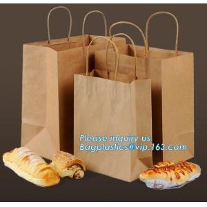 Custom printed kraft paper bags food grade with window bread packaging paper