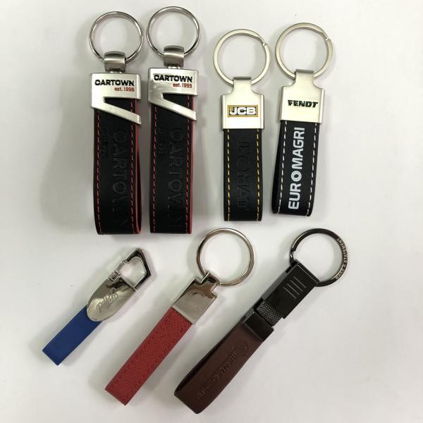 Real Leather Rectangle Key Chain Name Silk Screen Zinc Alloy Personalised Keychain
