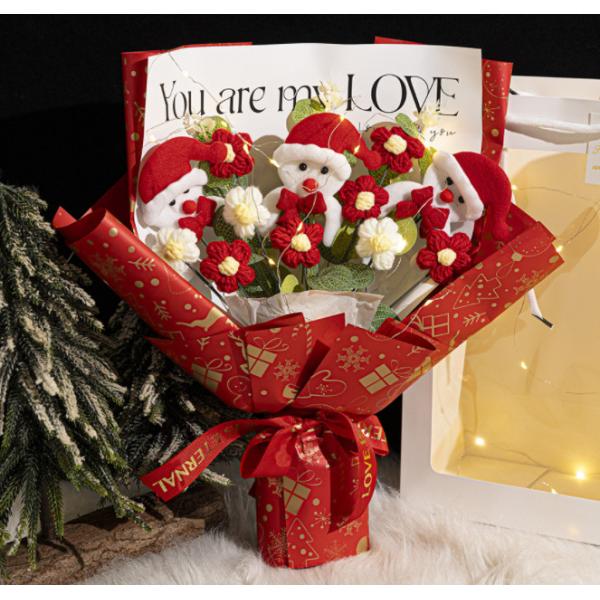 20x33cm Hand-Knitted Wool Simulation Flower Bouquet with Multiple Color Options