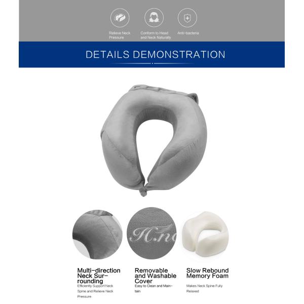 U Shape Memory Foam Pillows / Multifunctional U shape Neck Pillow With Pouch