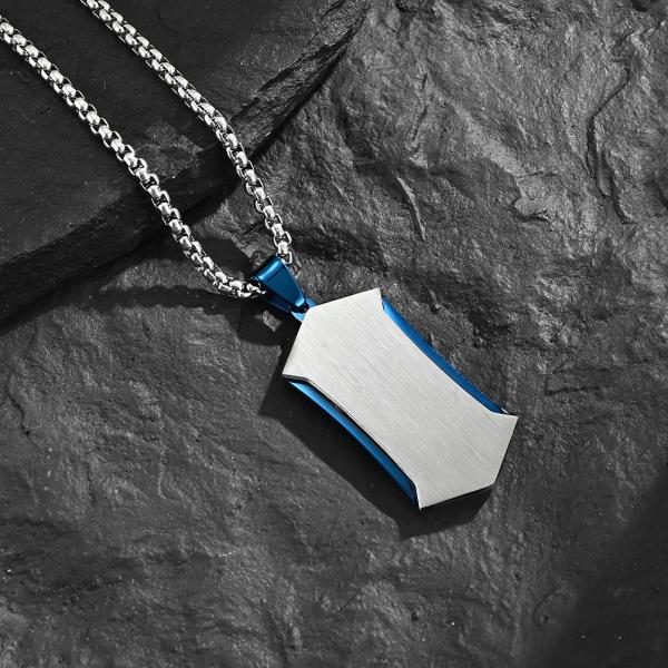 Stainless Steel Cross Pendant Necklace Christian Jewelry Satin Square Religious Cross Engraved Necklace For Men