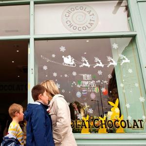 PVC 3D Merry Christmas Wall Stickers Snowflake Transferable Glue Customized