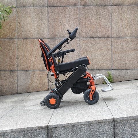 Buy Rigid PU Tyre Folding Motorized Wheelchair Aluminum Alloy 150W X 2 at wholesale prices
