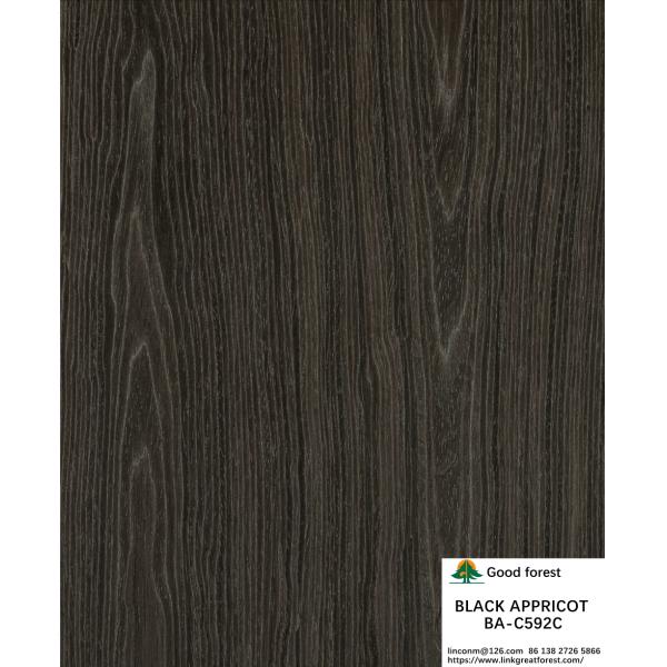 Top A Engineered Wood Veneer Washed Black Appricot Crown Grain Dark Color For Hotel Cabinet Decoration BA-C506C / 507C / 592C