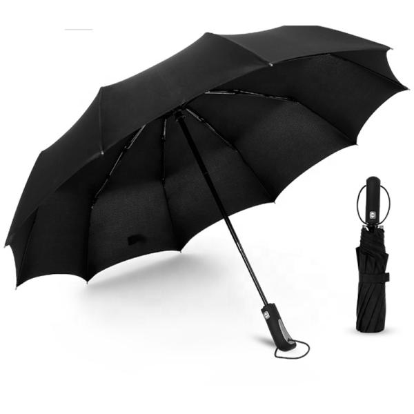 Sturdy 10 Ribs Windproof Portable Folding Umbrella 190T Pongee