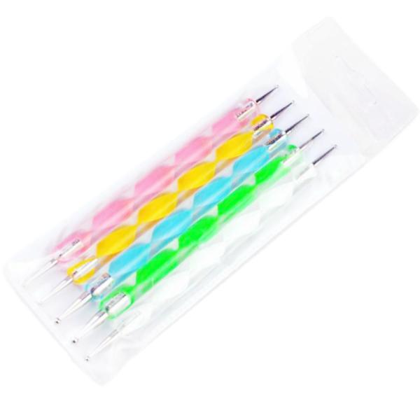 2022 Professional Nail Art Dotting Tool 5-piece set metal crystal dotting pen thick head small head nail dotting pen