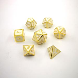 Gold Plating With White Color Metal Dice Set Perfect For Tabletop Games Or DnD