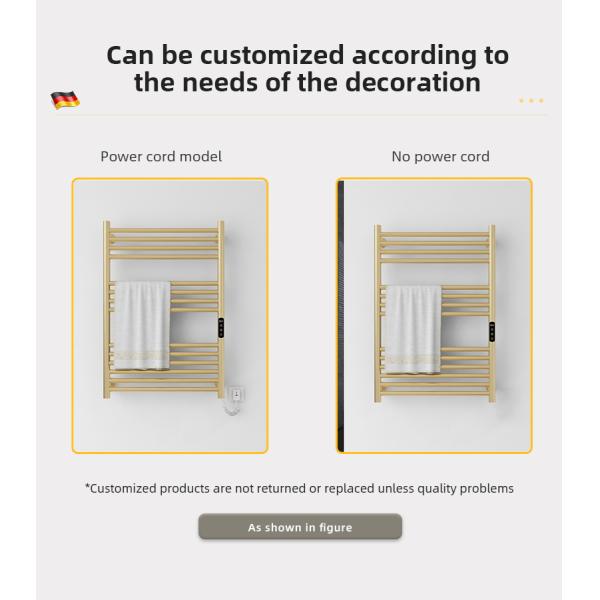 Stainless Steel 10 Bars HEATED Towel Rail Warmer Radiator for Smart Electric Water Heating