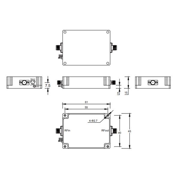0.1 To 3 GHz S Band High Power Amplifier P1dB 30 dBm RF Amplifier Module