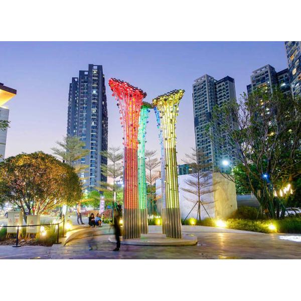 Square Silver Stainless Steel Sculptures Abstract Outdoor Metal Tree Sculpture