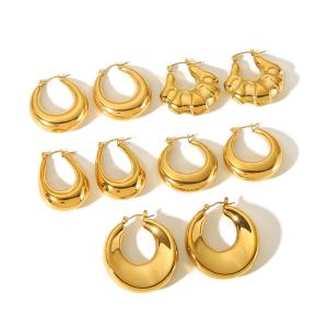 Fashionable 18k Stainless Steel Earring 30mm 9g Stainless Steel Gold Earring