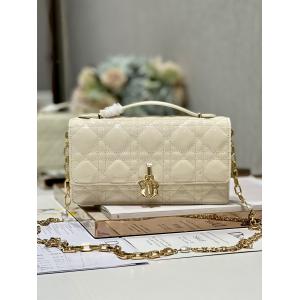 Branded Lady Dior Patent Clutch Small Pearl Black Flip Closure