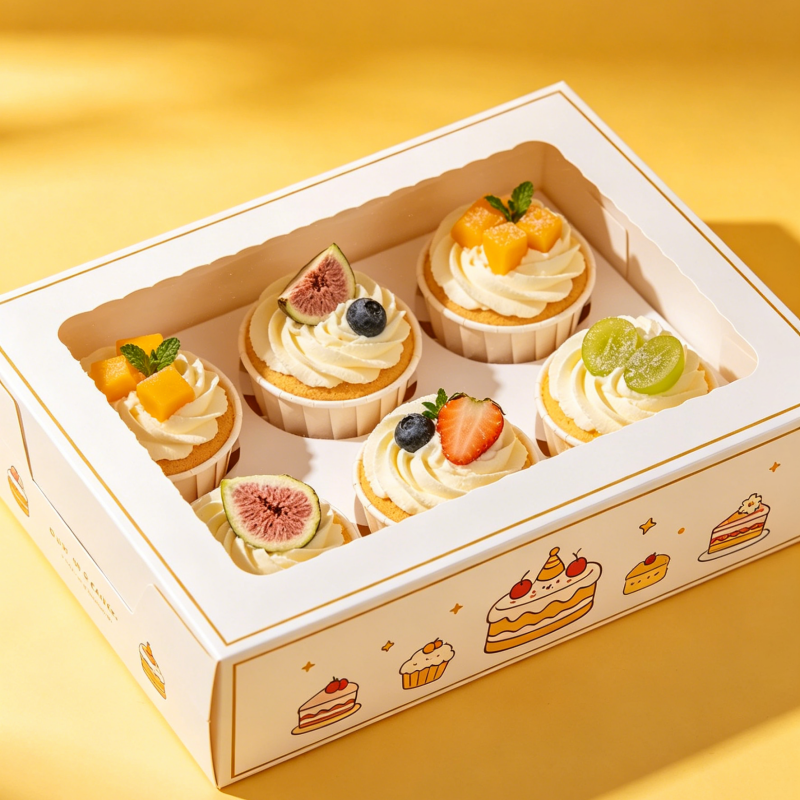 Customized Logo Foldable Window Cake Packaging Box with Eco-Friendly Material and Flat Pack Design