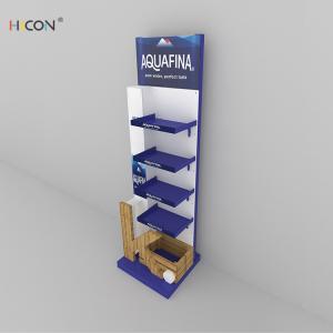 5-Tier Wine Display Stand Metal Drinks Water Display Stand with Wood Box