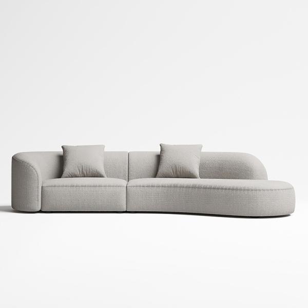 Rice White Hotel Lobby Curved Sofa Modern Interior Teddy Fabric Couch